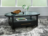 Bay Furniture Gallery - Ashley Furniture - Winbardi Coffee Table - Oval Cocktail Table / Black - T786-0